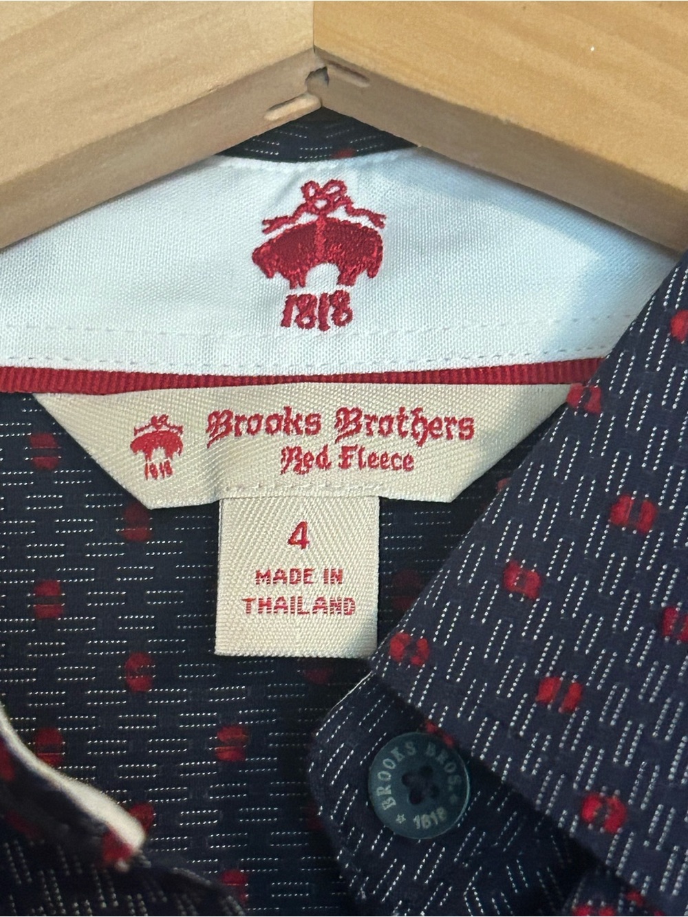 Brooks Brothers Red Fleece Size 4 Navy Red Print Button Down Shirt - Picture 2 of 10